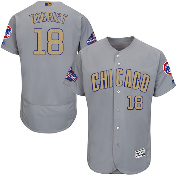 Chicago Cubs #18 Ben Zobrist World Series Champions Gold Program Flexbase Stitched Jersey - Zenithce