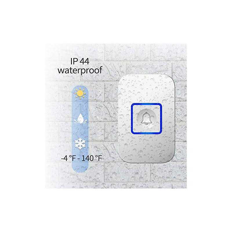 Wireless Doorbell Waterproof Door Bell Battery Operated at 1,300 ft with 2 Plug in Receivers Kit 1 Chime transmitter Remote Button - Zenithce