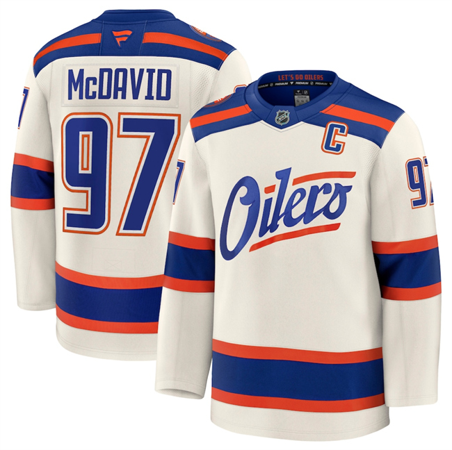 Edmonton Oilers #97 Connor McDavid Light Beige Alternate With C Patch Stitched Jersey - Zenithce
