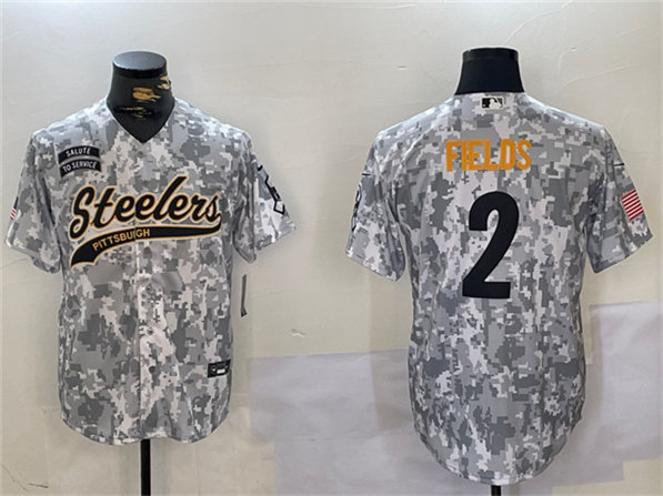 Pittsburgh Steelers #2 Justin Fields 2024 Arctic Camo Salute To Service Stitched Jersey - Zenithce
