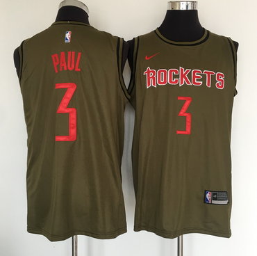 Houston Rockets #3 Chris Paul Olive Swingman Jersey - Zenithce
