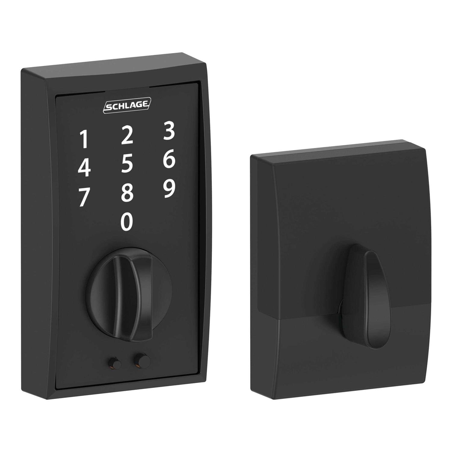 Schlage Century Matte Black Entry Door Handleset Latitude - Zenithce