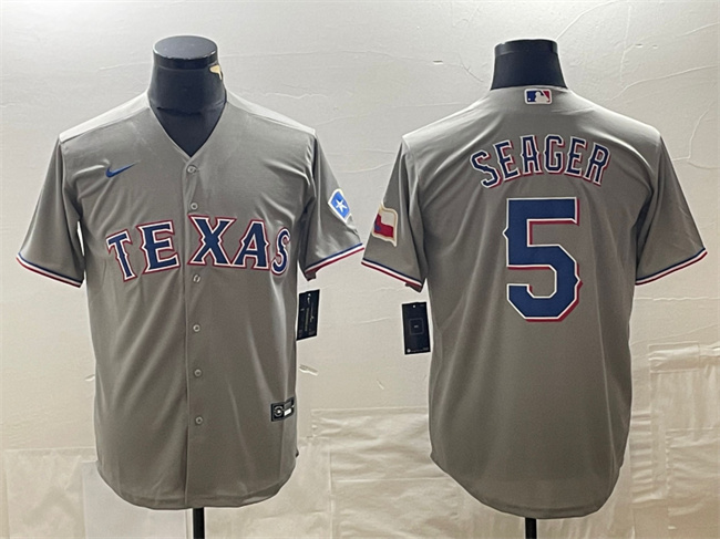 Texas Rangers #5 Corey Seager Gray With Patch Cool Base Stitched Jersey - Zenithce