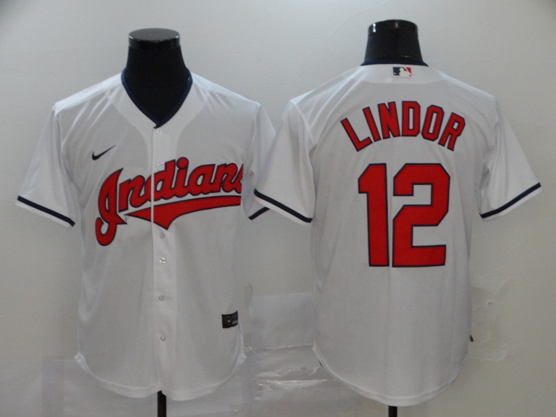 Cleveland Indians #12 Francisco Lindor White Cool Base Stitched Jersey - Zenithce