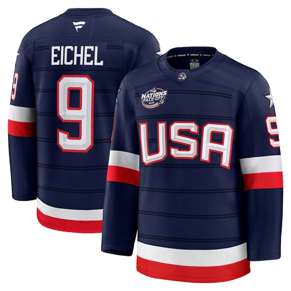 USA #9 Jack Eichel Navy 2025 4 Nations Stitched Jersey - Zenithce