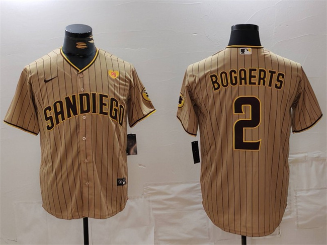 San Diego Padres #2 Xander Bogaerts Tan With PS Patch Cool Base Stitched Jersey - Zenithce
