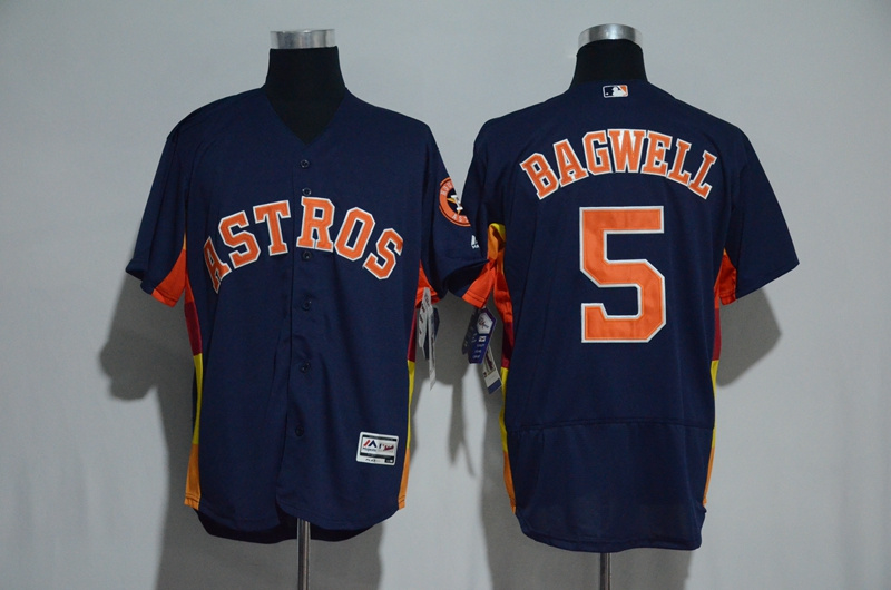 Houston Astros #5 Jeff Bagwell Majestic Alternate Navy Flex Base Authentic Collection Stitched Jersey - Zenithce