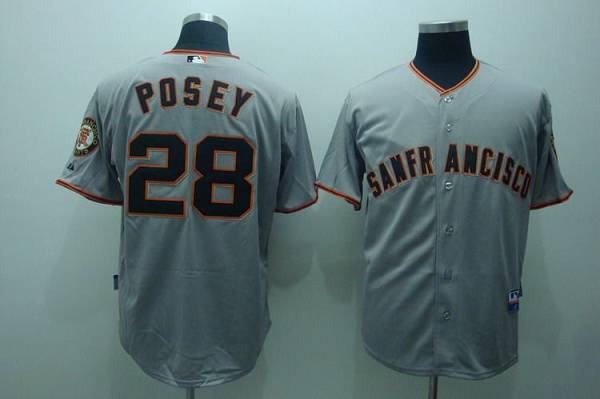 Giants #28 Buster Posey Stitched Grey Jersey - Zenithce