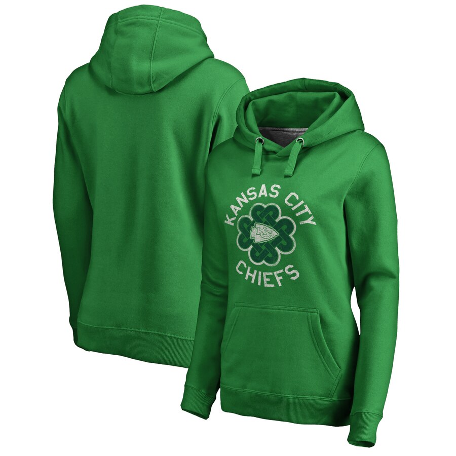 Women's Kansas City Chiefs Green St. Patrick's Day Luck Tradition Pullover Hoodie(Run Small) - Zenithce