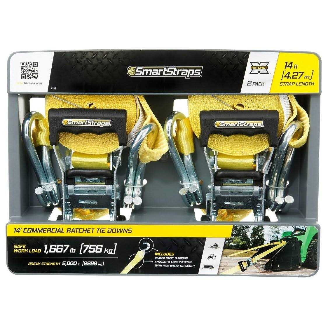 SmartStraps 14′ 1500 lb Padded Ratchet Tie Down 4 Pack - Zenithce