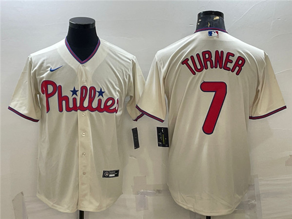 Philadelphia Phillies #7 Trea Turner Cream Cool Base Stitched Jersey - Zenithce
