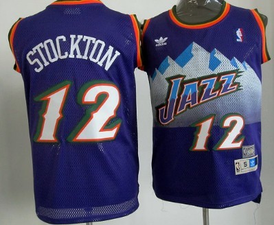 Utah Jazz #12 John Stockton Mountain Purple Hardwood Classics Soul Swingman Throwback Jersey - Zenithce