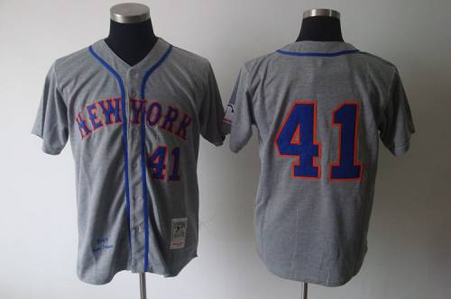 Mitchell And Ness 1969 Mets #41 Tom Seaver Grey Stitched Jersey - Zenithce