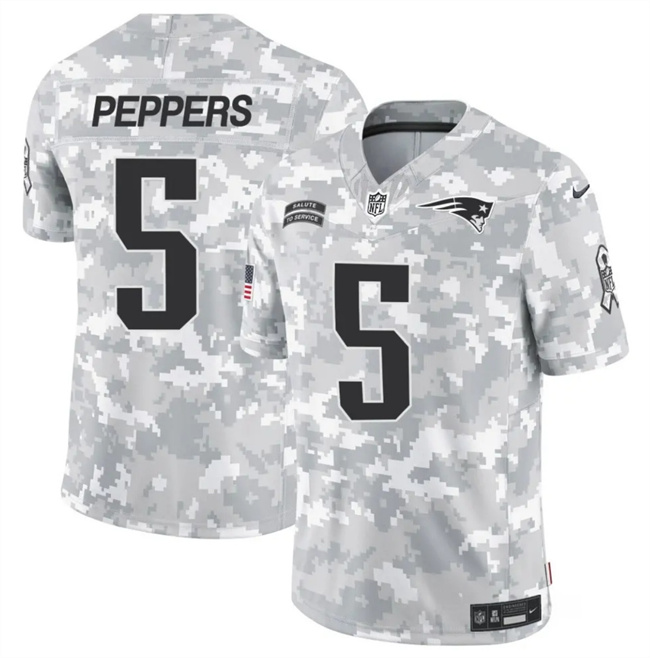 New England Patriots #5 Jabrill Peppers 2024 F.U.S.E. Arctic Camo Salute To Service Limited Stitched Jersey - Zenithce