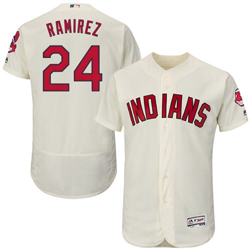 Indians #24 Manny Ramirez Cream Flexbase Authentic Collection Stitched Jersey - Zenithce