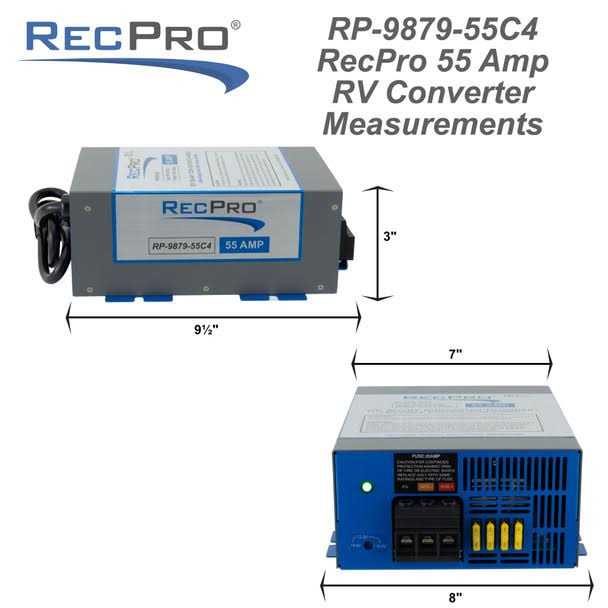 Recpro RV Converter 45 Amp Multiple Capacities RV Power Converter 4 Stage Smart Charging - Zenithce