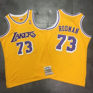 Lakers 73 Dennis Rodman Yellow 1998-99 Hardwood Classics Mesh Jersey - Zenithce