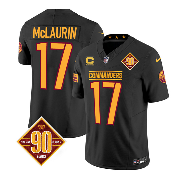 Washington Commanders #17 Terry McLaurin Black 2023 F.U.S.E. 90th Anniversary Vapor Limited Stitched Jersey - Zenithce