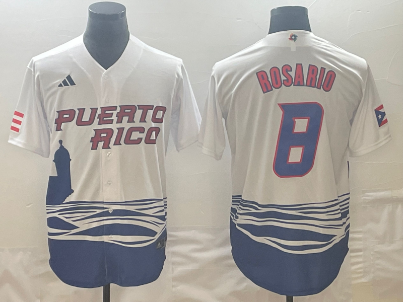 Puerto Rico #8 Eddie Rosario 2023 White World Classic Stitched Jersey - Zenithce