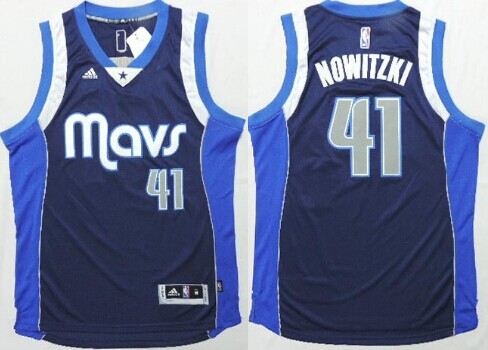 Dallas Mavericks #41 Dirk Nowitzki Revolution 30 Swingman 2014 New Navy Blue Jersey - Zenithce