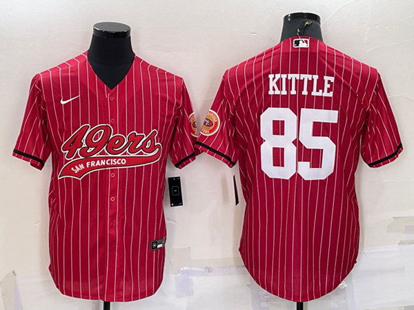 San Francisco 49ers #85 George Kittle Red With Patch Cool Base Stitched Baseball Jersey - Zenithce