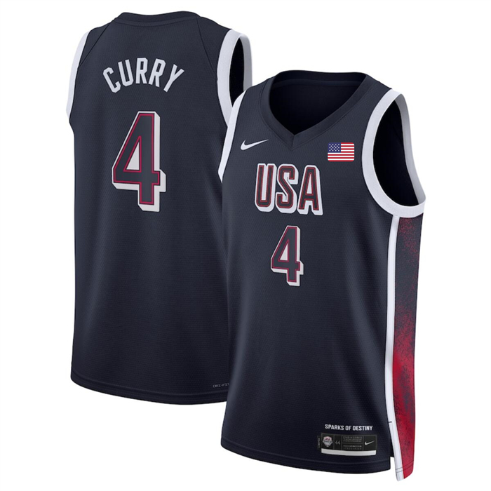 USA #4 Stephen Curry Navy 2024 Swingman Stitched Jersey - Zenithce