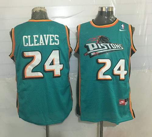 Detroit Pistons #24 Mateen Cleaves Teal Green Hardwood Classics Soul Swingman Throwback Jersey - Zenithce