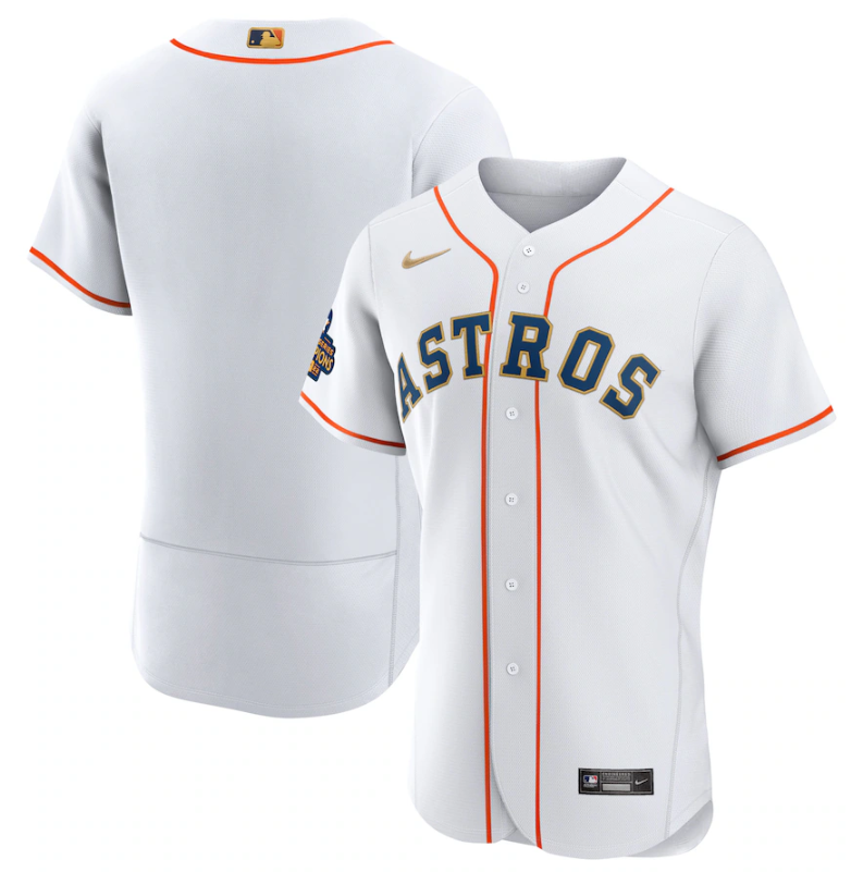 Houston Astros Blank White 2023 Gold Collection With World Serise Champions Patch Stitched Jersey - Zenithce