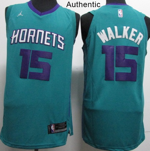 Charlotte Hornets #15 Kemba Walker Teal Jordan Authentic Icon Edition Jersey - Zenithce