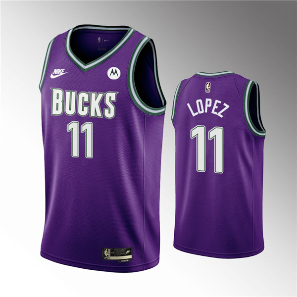 Milwaukee Bucks #11 Brook Lopez 2022-23 Purple Classic Edition Swingman Stitched Jersey - Zenithce