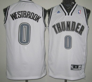 Oklahoma City Thunder #0 Russell Westbrook Revolution 30 Swingman White With Black Jersey - Zenithce