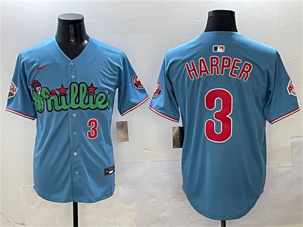 Philadelphia Phillies #3 Bryce Harper Light Blue Phanatic Limited Stitched Jersey - Zenithce
