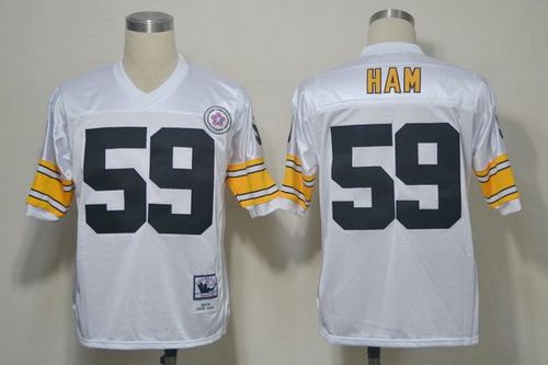 Mitchell And Ness Steelers #59 Jack Ham White Stitched Jersey - Zenithce