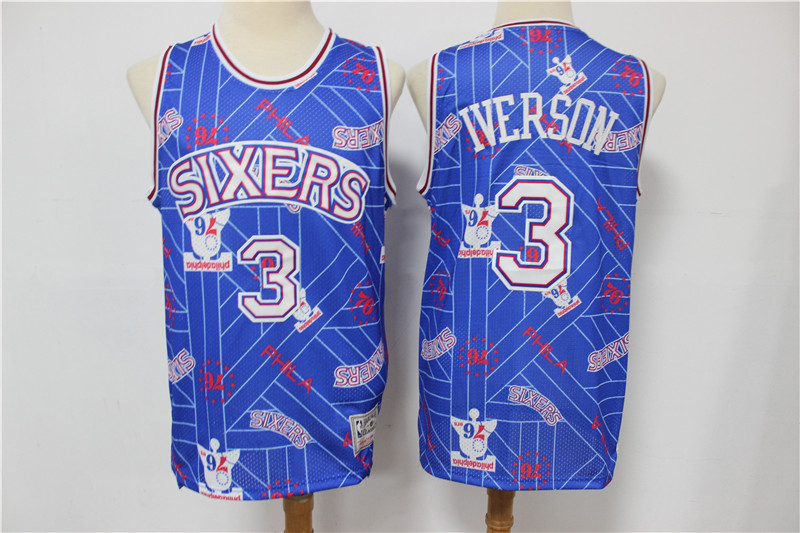 Philadelphia 76ers #3 Allen Iverson Blue Tear Up Pack Mitchell & Ness Swingman Jeresy - Zenithce