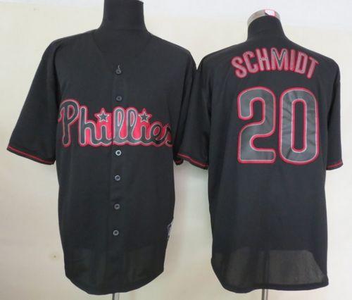 Phillies #20 Mike Schmidt Black Fashion Stitched Jersey - Zenithce