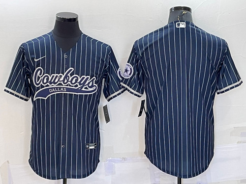 Dallas Cowboys Blank Navy With Patch Cool Base Stitched Baseball Jersey - Zenithce