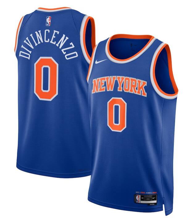 New York Knicks #0 Donte DiVincenzo Blue Icon Edition Swingman Stitched Jersey - Zenithce