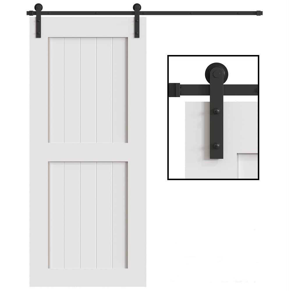 WINSOON 5-18FT Sliding Barn Wood Door Hardware Cabinet Closet Kit Antique Style for Double Doors Black Surface - Zenithce