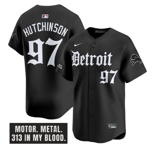 Detroit Lions #97 Aidan Hutchinson Black 'Motor Gothic Edition' Vapor Premier Limited Stitched Jersey - Zenithce