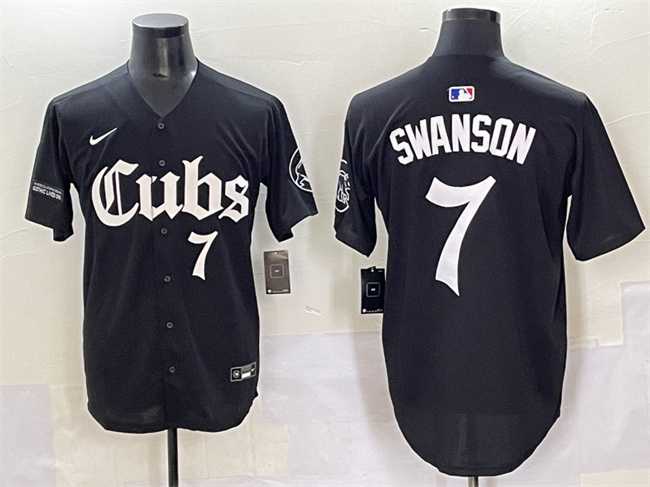 Chicago Cubs #7 Dansby Swanson Black 'Gothic North Side Edition' Vapor Premier Limited Stitched Jersey - Zenithce