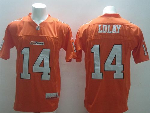 Lions #14 Travis Lulay Orange Stitched CFL Jersey - Zenithce