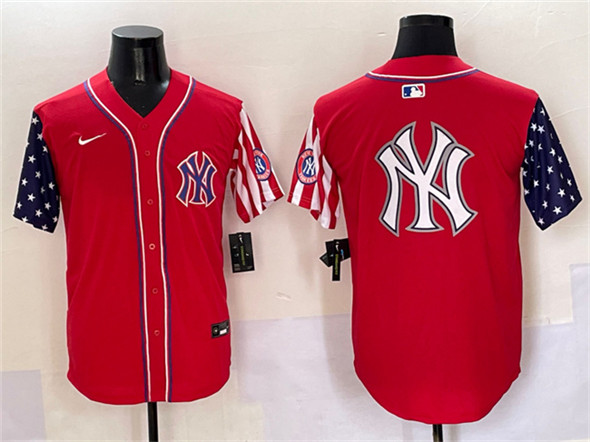 New York Yankees Team Big Logo Red American Style Limited Stitched Jersey - Zenithce