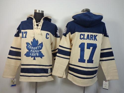 Maple Leafs #17 Wendel Clark Cream Sawyer Hooded Sweatshirt Stitched Jersey - Zenithce