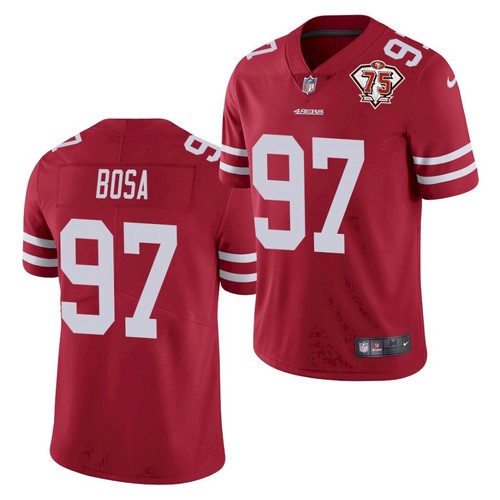 San Francisco 49ers #97 Nick Bosa Red 2021 75th Anniversary Vapor Untouchable Limited Stitched Jersey - Zenithce