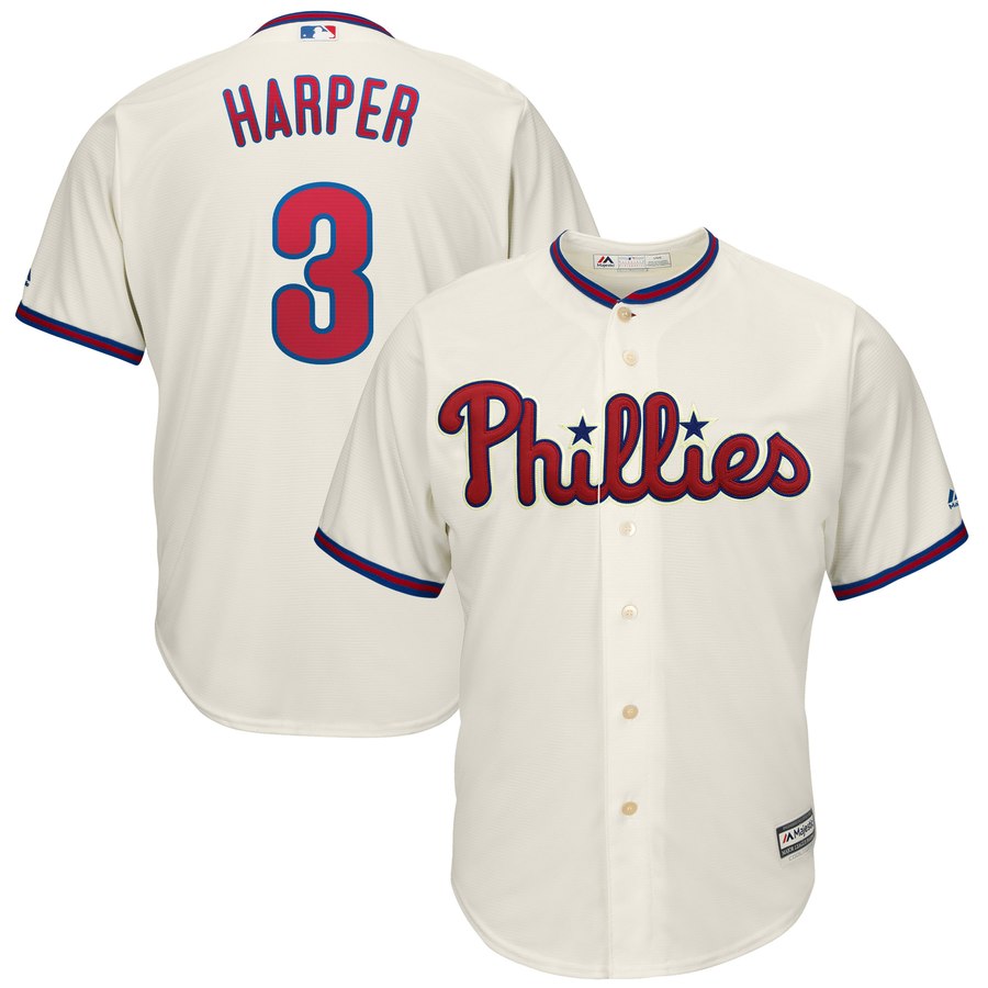 Philadelphia Phillies #3 Bryce Harper Majestic White Cool Base Stitched Jersey - Zenithce