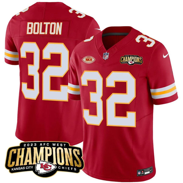 Kansas City Chiefs #32 Nick Bolton Red 2023 F.U.S.E. AFC West Champions With 