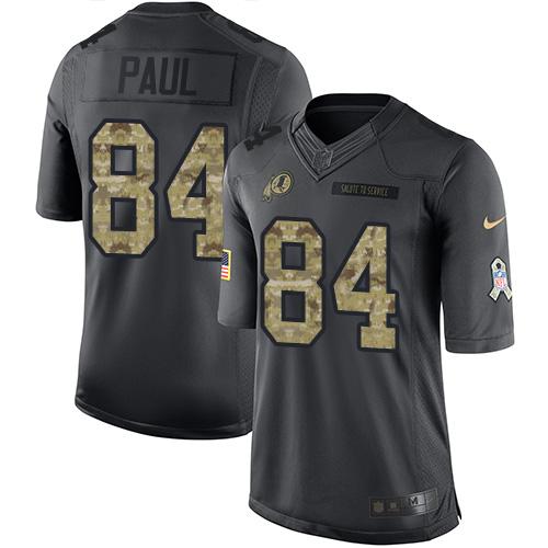 Redskins #84 Niles Paul Black Stitched Limited 2016 Salute To Service Nike Jersey - Zenithce