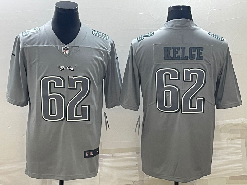 Philadelphia Eagles #62 Jason Kelce Gray Atmosphere Fashion Stitched Jersey - Zenithce