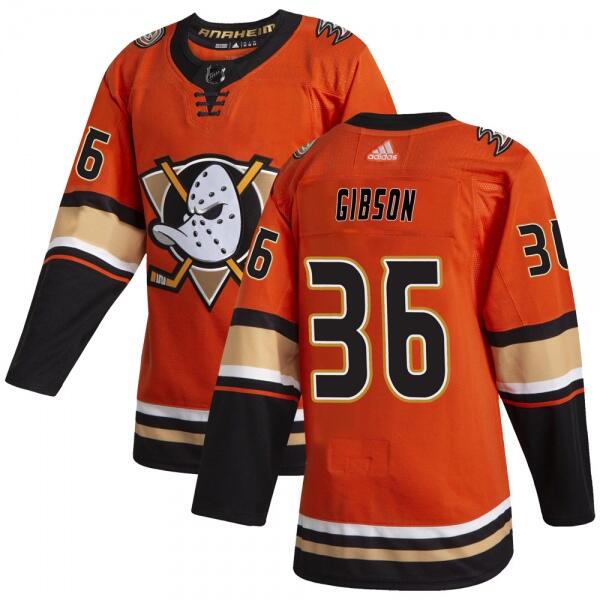 Anaheim Ducks #36 John Gibson Orange Stitched Jersey - Zenithce