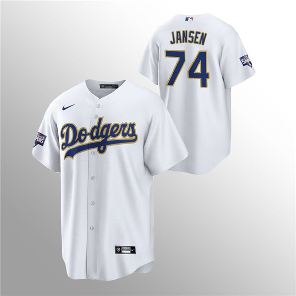 Los Angeles Dodgers #74 Kenley Jansen 2021 Gold Program White Cool Base Stitched Jersey - Zenithce